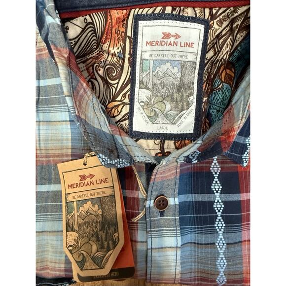 MERIDIAN LINE Men’s Large Plaid Multi Colored Long Sleeve - Picture 7 of 7